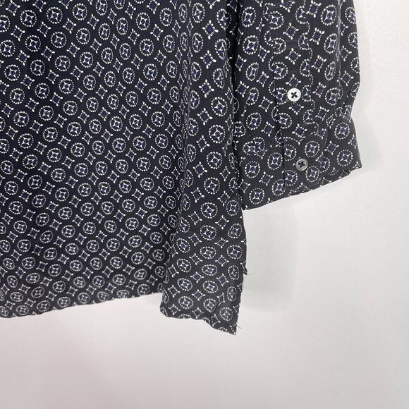 Joie Small S Black Blue Nepal Medallion Tile Printed Silk Blouse 3/4 Sleeves - Picture 3 of 8